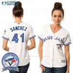 Camiseta Beisbol Mujer Toronto Blue Jays Aaron Sanchez 41 Blanco Cool Base 40 Aniversario