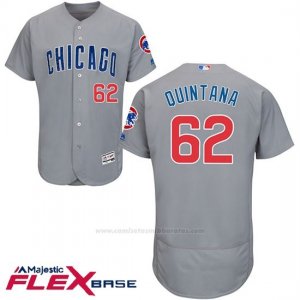 Camiseta Beisbol Hombre Chicago Cubs 62 Jose Quintana Gris Flex Base