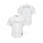 Camiseta Beisbol Hombre Miami Marlins Personalizada 2019 Players Weekend Replica Blanco