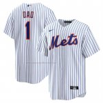 Camiseta Beisbol Hombre New York Mets NO 1 Dad Primera Replica Blanco