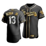 Camiseta Beisbol Hombre Atlanta Braves Ronald Acuna Jr. Golden Edition Autentico Negro Oro