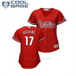 Camiseta Beisbol Mujer Philadelphia Phillies Rhys Hoskins Cool Base Rojo