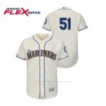 Camiseta Beisbol Hombre Seattle Mariners Ichiro Suzuki 150th Aniversario Patch Autentico Flex Base Crema