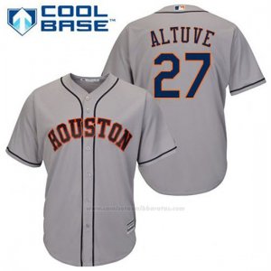 Camiseta Beisbol Hombre Houston Astros Jose Altuve 27 Gris Cool Base