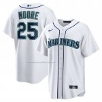 Camiseta Beisbol Hombre Seattle Mariners Dylan Moore Primera Replica Blanco