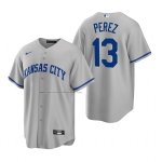 Camiseta Beisbol Hombre Kansas City Royals Salvador Perez Replica Road Gris