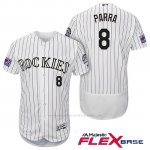 Camiseta Beisbol Hombre Colorado Rockies Gerardo Parra 8 Blanco 25th Season Flex Base