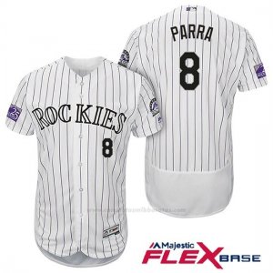 Camiseta Beisbol Hombre Colorado Rockies Gerardo Parra 8 Blanco 25th Season Flex Base