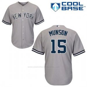 Camiseta Beisbol Hombre New York Yankees Thurman Munson 15 Gris Cool Base