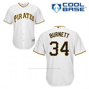 Camiseta Beisbol Hombre Pittsburgh Pirates A.j. Burnett 34 Blanco 1ª Cool Base