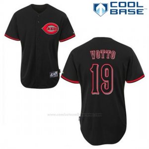 Camiseta Beisbol Hombre Cincinnati Reds Joey Votto 19 Negro Fashion Cool Base