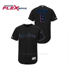 Camiseta Beisbol Hombre Miami Marlins Lewis Brinson 150th Aniversario Patch 2019 Flex Base Negro