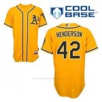 Camiseta Beisbol Hombre Oakland Athletics Dave Henderson 42 Oro Alterno Cool Base
