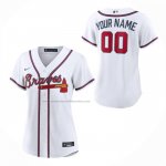 Camiseta Beisbol Mujer Atlanta Braves Primera Replica Personalizada Blanco Camiseta Beisbol Mujer Atlanta Braves Primera Replica Personalizada Blanco