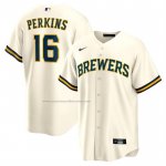 Camiseta Beisbol Hombre Milwaukee Brewers Blake Perkins Primera Replica Crema Camiseta Beisbol Hombre Milwaukee Brewers Blake Perkins Primera Replica Crema