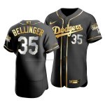 Camiseta Beisbol Hombre Los Angeles Dodgers Cody Bellinger Black 2020 World Series Champions Golden Limited Authentic