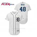Camiseta Beisbol Hombre Detroit Tigers Matthew Boyd 150th Aniversario Patch Flex Base Blanco