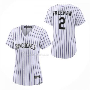 Camiseta Beisbol Mujer Colorado Rockies Tyler Freeman Primera Replica Blanco Camiseta Beisbol Mujer Colorado Rockies Tyler Freeman Primera Replica Blanco