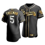 Camiseta Beisbol Hombre Atlanta Braves Freddie Freeman Golden Edition Autentico Negro Oro