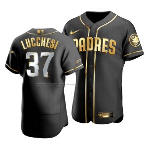 Camiseta Beisbol Hombre San Diego Padres Joey Lucchesi Golden Edition Autentico Negro