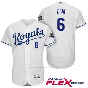 Camiseta Beisbol Hombre Kansas City Royals Lorenzo Cain Blanco 50th Season Flex Base