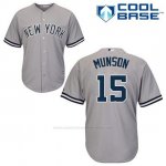 Camiseta Beisbol Hombre New York Yankees Thurman Munson 15 Gris Cool Base