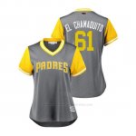 Camiseta Beisbol Mujer San Diego Padres Luis Perdomo 2018 Llws Players Weekend El Chamaquito Gris