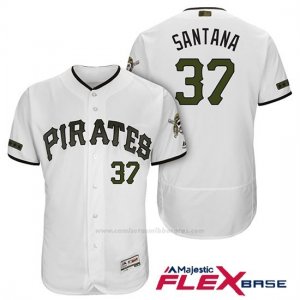 Camiseta Beisbol Hombre Pittsburgh Pirates Edgar Santana Blanco 2018 1ª Alterno Flex Base