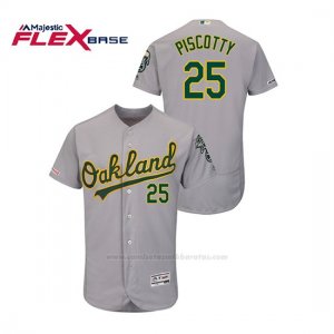 Camiseta Beisbol Hombre Oakland Athletics Stephen Piscotty 150th Aniversario Patch Autentico Flex Base Gris