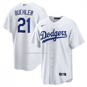 Camiseta Beisbol Hombre Los Angeles Dodgers Walker Buehler Primera Replica Blanco