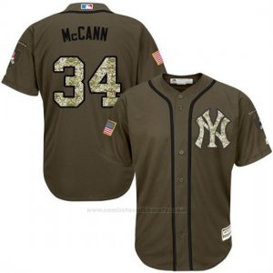 Camiseta Beisbol Hombre New York Yankees 34 Brian Mccann Verde Salute To Service