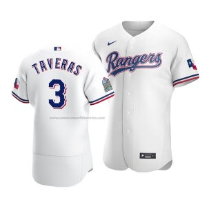 Camiseta Beisbol Hombre Texas Rangers Leody Taveras 3 Autentico Primera Blanco