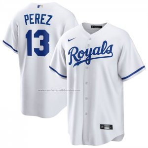 Camiseta Beisbol Hombre Kansas City Royals Salvador Perez Home Replica Blanco