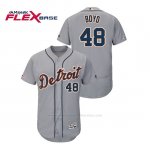 Camiseta Beisbol Hombre Detroit Tigers Matthew Boyd 150th Aniversario Patch Flex Base Gris