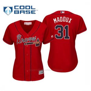 Camiseta Beisbol Mujer Atlanta Braves Greg Maddux Cool Base Majestic Alternato 2019 Rojo
