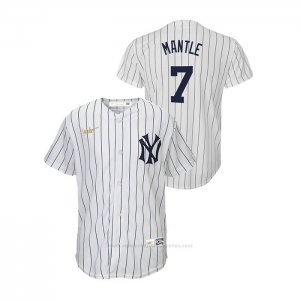 Camiseta Beisbol Nino New York Yankees Mickey Mantle Cooperstown Collection Primera Blanco