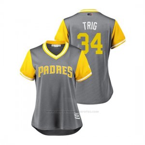 Camiseta Beisbol Mujer San Diego Padres Craig Stammen 2018 Llws Players Weekend Trig Gris