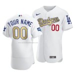 Camiseta Beisbol Hombre Los Angeles Dodgers Personalizada 2021 Gold Program Patch Autentico Blanco
