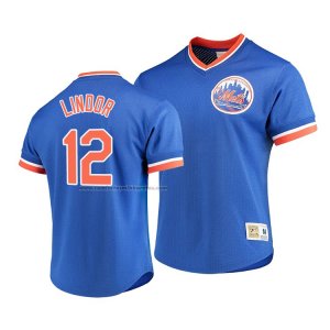 Camiseta Beisbol Hombre New York Mets Francisco Lindor Cooperstown Collection Azul