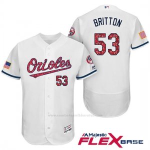 Camiseta Beisbol Hombre Baltimore Orioles 2017 Estrellas Y Rayas 53 Zach Britton Blanco Flex Base