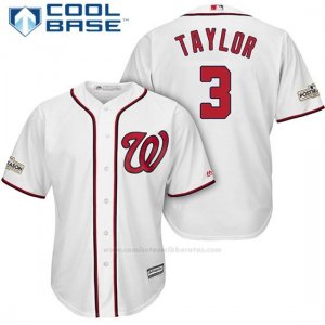 Camiseta Beisbol Hombre Washington Nationals 2017 Postemporada Michael Taylor Blanco Cool Base
