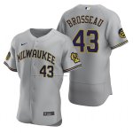 Camiseta Beisbol Hombre Milwaukee Brewers Mike Brosseau Autentico Road Gris