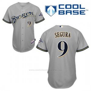 Camiseta Beisbol Hombre Milwaukee Brewers Jean Segura 9 Gris Cool Base