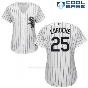 Camiseta Beisbol Mujer Chicago White Sox 25 Adam Laroche Wilson Ramos Blanco Autentico Coleccion Cool Base