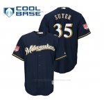 Camiseta Beisbol Hombre Milwaukee Brewers Brent Suter Cool Base Entrenamiento de Primavera 2019 Azul