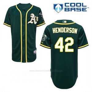 Camiseta Beisbol Hombre Oakland Athletics Dave Henderson 42 Verde Alterno Cool Base