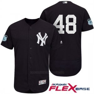 Camiseta Beisbol Hombre New York Yankees Chris Carter Azul 2017 Entrenamiento de Primavera Flex Base