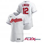Camiseta Beisbol Hombre Cleveland Indians Francisco Lindor Autentico Nike Blanco