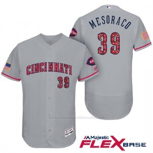 Camiseta Beisbol Hombre Cincinnati Reds 2017 Estrellas Y Rayas 39 Devin Mesoraco Gris Flex Base