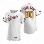 Camiseta Beisbol Hombre Washington Nationals Personalizada Gold-Trimmed Championship Autentico Blanco
